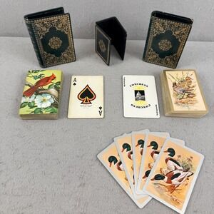 Vtg Congress "Book" Case Bridge Set + Peterson Cardinal Deck & Mallards